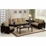 LAVERNE 3 Pc. Set SOFA + LOVE SEAT + CHAIR IN TAN & ESPRESSO